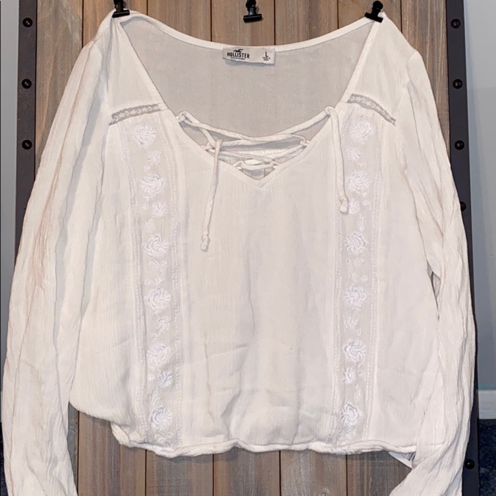 Long sleeve cross over blouse